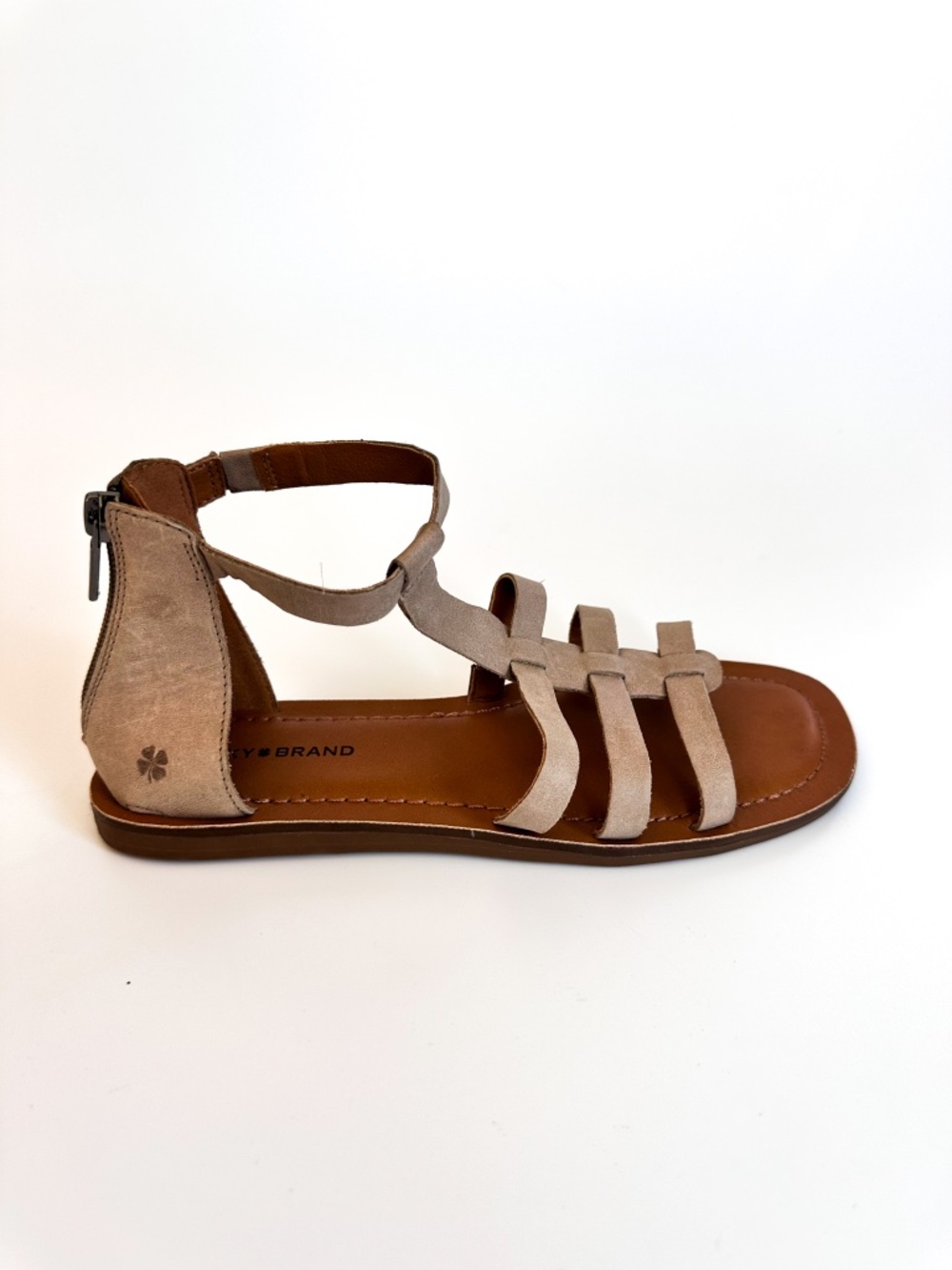 Lucky Brand Benecia Sandals Women's Size 7 Leather Beige Back Zip  Leather Upper
